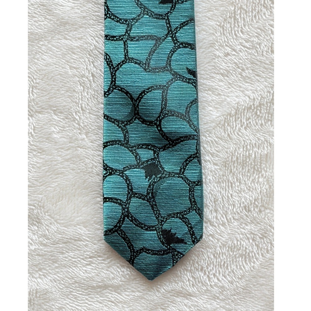 Bonjour Teal Abstract Geometric Super Skinny Necktie Mens OS Excellent
